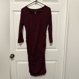 Isabel Maternity by Ingrid & Isabel Burgundy Striped Long Sleeve Dress